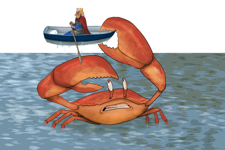 When a giant crab listen the boat out of the water.